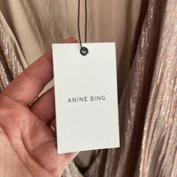 Anine Bing Draped Top Metallic Rose - Picture 6 of 15